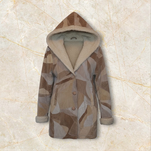 Jackets & Blazers - Women's Camo Leather Teddy Jacket with Hood